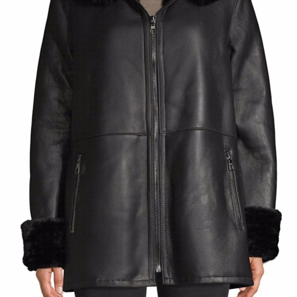 BLUE DUCK Fox Fur-Trim Sheepskin Hooded Jacket - Picture 6 of 8